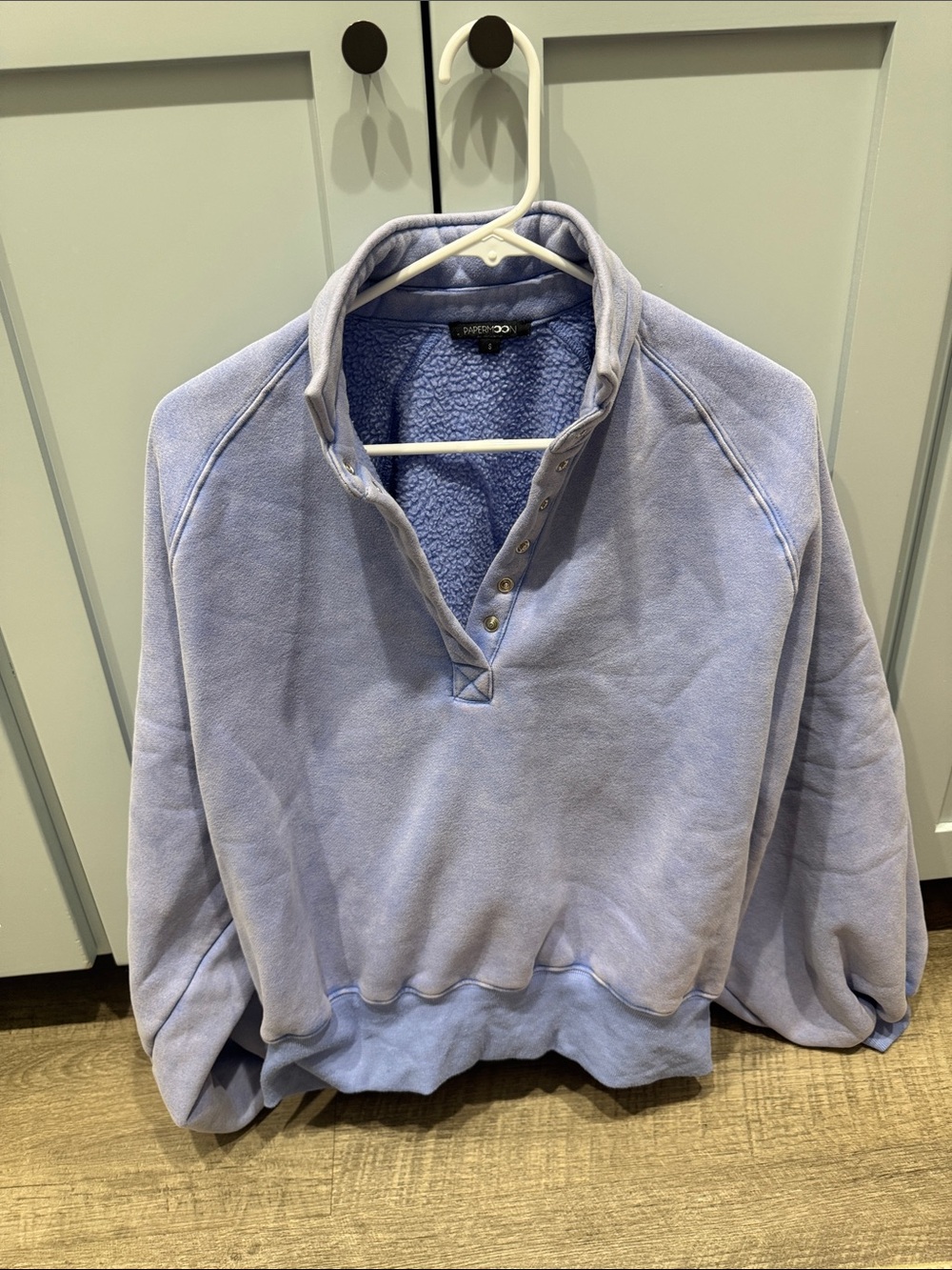 Papermoon Crewneck Snap-Placket Pullover - Light Lavender